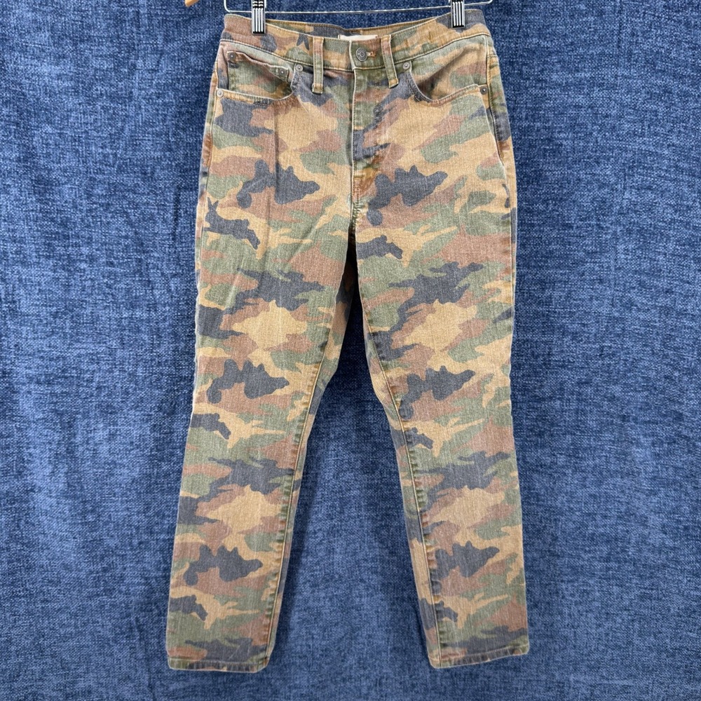 Madewell Slim Boyjean Women 27 Green Camo Cotton Blend High Rise Camouflage